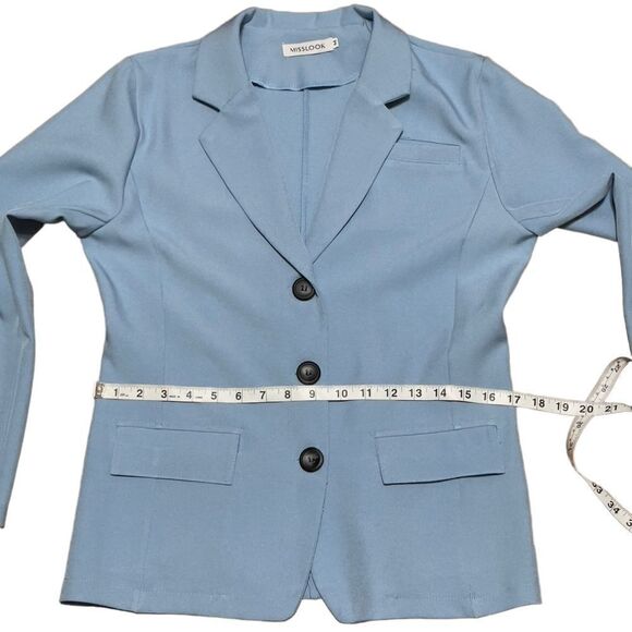 MISSLOOK Blue 3-Button Light Blazer MEDIUM - Picture 8 of 11